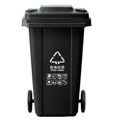 AMAZWI 100L 120L Großer Mülleimer Außenbereich Mit Rädern Und Rutschfestem Griff, Stabil Und Bruchsicher For Restaurants, Büros, Lager(Negro,120L) von AMAZWI