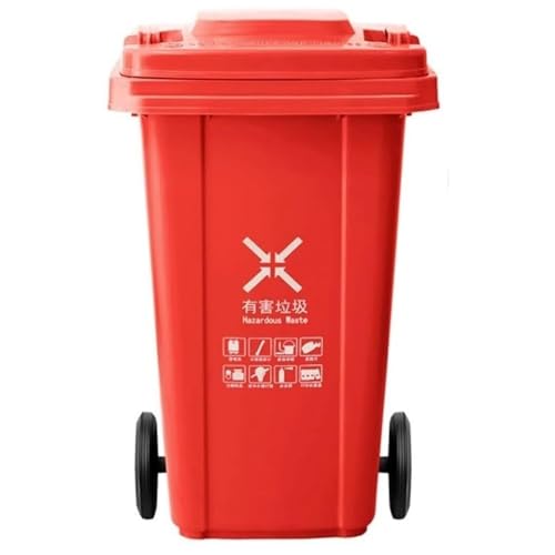 AMAZWI 100L 120L Großer Mülleimer Außenbereich Mit Rädern Und Rutschfestem Griff, Stabil Und Bruchsicher For Restaurants, Büros, Lager(Red,100L) von AMAZWI