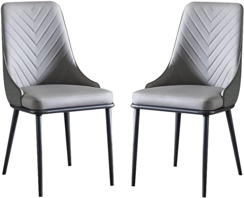 AMAZWI 2er-Set Küchen-Esszimmerstühle PU-Leder mit Ergonomischer Rückenlehne Und Metallbeinen for Theken, Lounge, Wohnzimmer, Empfangsstuhl(Dark Gray) von AMAZWI