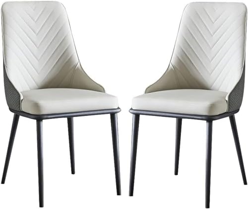 AMAZWI 2er-Set Küchen-Esszimmerstühle PU-Leder mit Ergonomischer Rückenlehne Und Metallbeinen for Theken, Lounge, Wohnzimmer, Empfangsstuhl(Light Gray) von AMAZWI