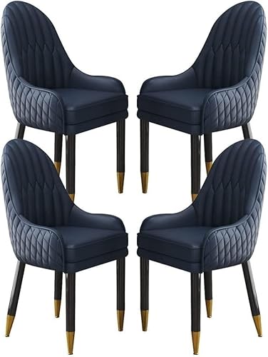 AMAZWI 4er-Set Küchen-Esszimmerstühle Mikrofaserleder Lounge-Thekenstühle Wohnzimmer Sofasessel for Balkon Im Schlafzimmer, Beine Aus Massivem Holz(All Blue) von AMAZWI
