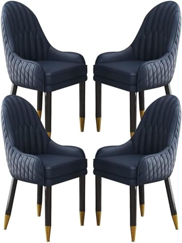 AMAZWI 4er-Set Küchen-Esszimmerstuhl Kunstleder,Wohnzimmer-Lounge-Thekenstühle,Schlafzimmerzimmer-Balkon-Sofastuhl Beine Aus Massivem Holz(All Blue) von AMAZWI