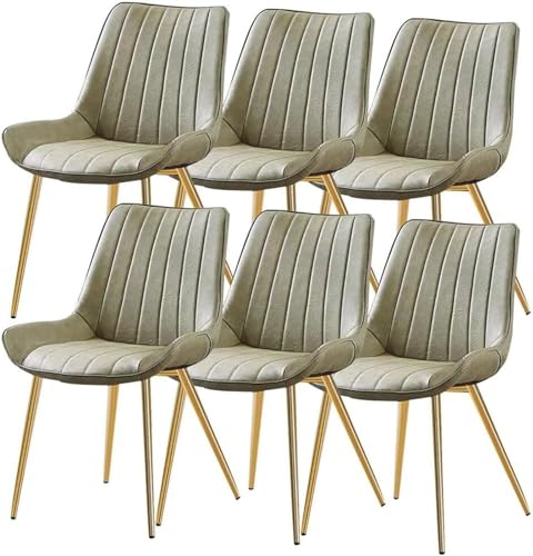 AMAZWI 6er-Set Küchen-Esszimmerstühle Beistellstuhl Pu-Leder Lounge-Thekenstühle Wohnzimmer Stabile Metallbeine(Blue Green,Gold Leg) von AMAZWI