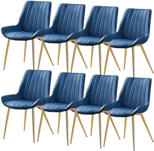 AMAZWI 8er-Set Küchen Esszimmerstühle Pu-Leder mit Weich Gepolsterter Sitzfläche Und Metallbeinen Moderne Wohnzimmer-Seitenstühle for Büro, Lounge, Esszimmer, Küche(Blue) von AMAZWI