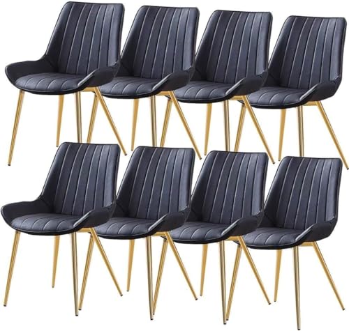 AMAZWI 8er-Set Küchen Esszimmerstühle Pu-Leder mit Weich Gepolsterter Sitzfläche Und Metallbeinen Moderne Wohnzimmer-Seitenstühle for Büro, Lounge, Esszimmer, Küche(Negro) von AMAZWI