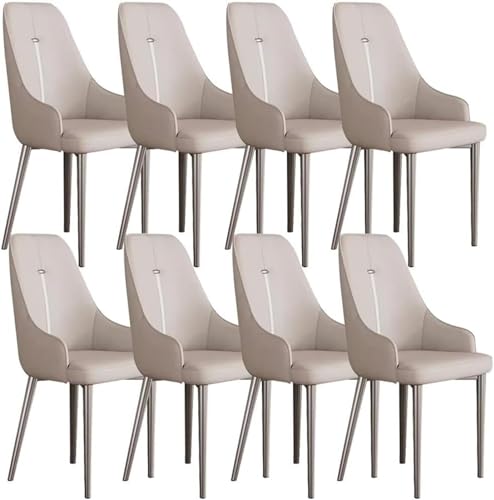 AMAZWI Beistellstühle Wohnzimmer 8er-Set, Küchen Esszimmerstühle Moderner Gepolsterter Sitz PU-Leder Mit Hoher Rückenlehne, Schreibtischstuhl for Den Haushalt(Apricot) von AMAZWI