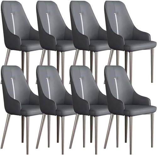 AMAZWI Beistellstühle Wohnzimmer 8er-Set, Küchen Esszimmerstühle Moderner Gepolsterter Sitz PU-Leder Mit Hoher Rückenlehne, Schreibtischstuhl for Den Haushalt(Dark Gray) von AMAZWI