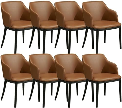 AMAZWI Esszimmer Küchensessel-Set mit 8 Stück,Wohnzimmerstühle Mattiertem Leder Metallbeine Eisen Loungesessel Theke Freizeitstuhl for Büro Lounge Esszimmer Küche Schlafzimmer(Coffee) von AMAZWI