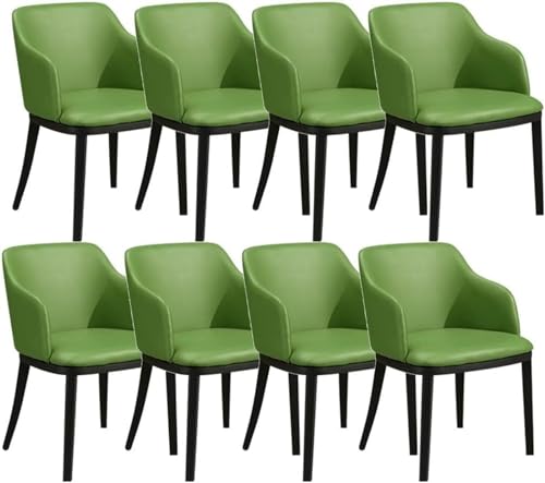 AMAZWI Esszimmer Küchensessel-Set mit 8 Stück,Wohnzimmerstühle Mattiertem Leder Metallbeine Eisen Loungesessel Theke Freizeitstuhl for Büro Lounge Esszimmer Küche Schlafzimmer(Green) von AMAZWI