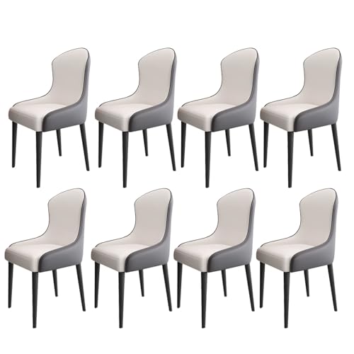 AMAZWI Esszimmer Küchenzimmerstühle 8er-Set Wohnzimmer Sessel mit Weichem Kunstleder-Kissensitz Und Metallbeinen for Wohnzimmer, Büro, Küche, Faulenzen(White+Dark Gray) von AMAZWI