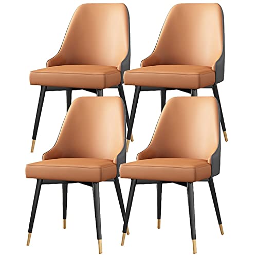 AMAZWI Esszimmerstühle, 4er-Set, Küchen- und Wohnzimmerstühle, Kunstleder, mattes Leder, Akzentstühle, wasserdicht, PU-Leder, Seitenstuhl mit Metallbeinen (Orange) von AMAZWI