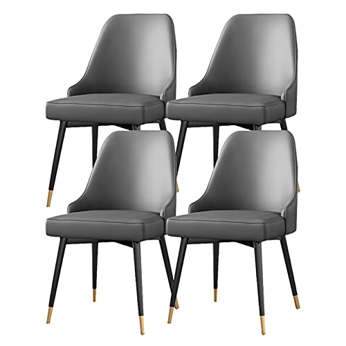 AMAZWI Esszimmerstühle, 4er-Set, Küchen- und Wohnzimmerstühle, Kunstleder, mattes Leder, Akzentstühle, wasserdicht, PU-Leder, Seitenstuhl mit Metallbeinen (grau) von AMAZWI