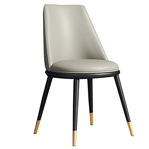 AMAZWI Esszimmerstühle, Küchenstühle für Wohnzimmer, modern, gepolstert, Akzentstühle mit weichem PU-Lederkissen, Sitz und Metallbeinen (hellgrau, schwarz-goldene Füße) von AMAZWI