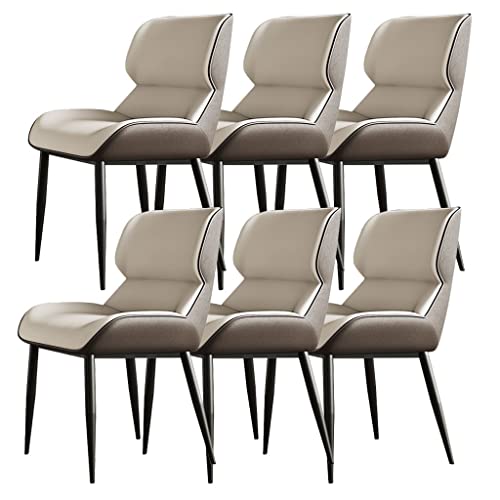 AMAZWI Esszimmerstühle, modernes Mikrofaser-Leder, Küchenstuhl, ergonomischer Sitz, feste Karbonstahl-Metall-Stuhlbeine (hellgrau), 6 Stück von AMAZWI