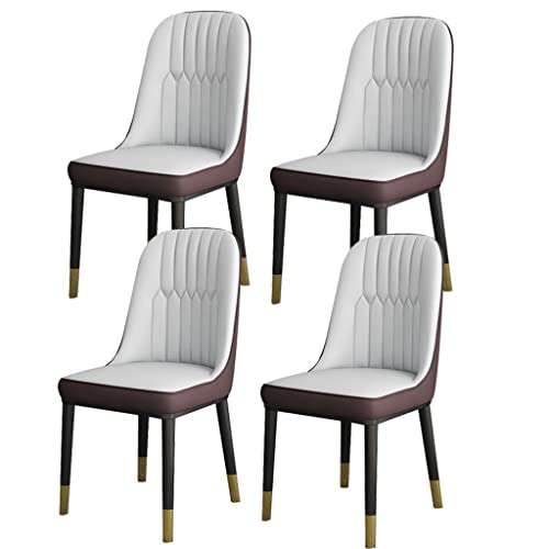 AMAZWI Esszimmerstühle, modernes PU-Leder, hohe Rückenlehne, weicher Sitz, Wohnzimmerstühle, wasserdicht, Leder-Seitenstuhl mit Metallbeinen, 4 Stück (H) von AMAZWI