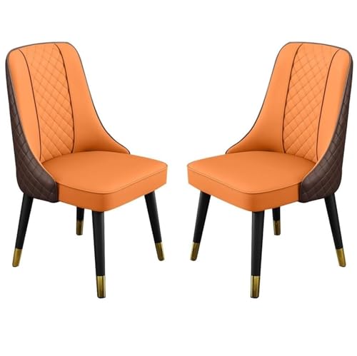 AMAZWI Esszimmerstühle 2er-Set Künstliche Mikrofaser-Leder for Küche, Wohnzimmer Lounge Thekenstühle Holzbeine Rückenlehne for Büro, Lounge, Esszimmer Küche(Orange+Brown) von AMAZWI