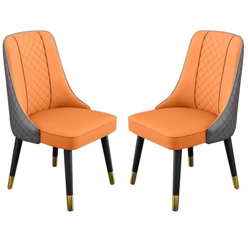 AMAZWI Esszimmerstühle 2er-Set Künstliche Mikrofaser-Leder for Küche, Wohnzimmer Lounge Thekenstühle Holzbeine Rückenlehne for Büro, Lounge, Esszimmer Küche(Orange+Dark Gray) von AMAZWI