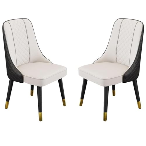 AMAZWI Esszimmerstühle 2er-Set Künstliche Mikrofaser-Leder for Küche, Wohnzimmer Lounge Thekenstühle Holzbeine Rückenlehne for Büro, Lounge, Esszimmer Küche(White+Black) von AMAZWI