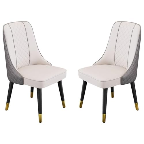 AMAZWI Esszimmerstühle 2er-Set Künstliche Mikrofaser-Leder for Küche, Wohnzimmer Lounge Thekenstühle Holzbeine Rückenlehne for Büro, Lounge, Esszimmer Küche(White+Dark Gray) von AMAZWI
