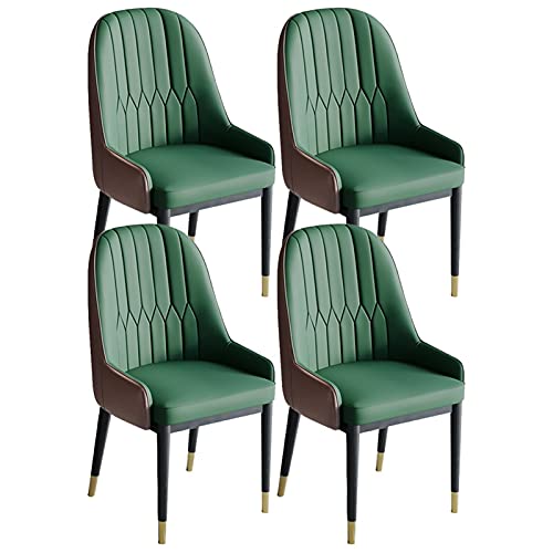 AMAZWI Esszimmerstühle 4er-Set Metallbeine Küche Wohnzimmer Stühle Moderne PU-Leder Weicher Sitz Mit Hoher Rückenlehne Lounge Counter Akzent Stühle(Green+Coffee) von AMAZWI