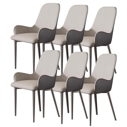 AMAZWI Esszimmerstühle 6er-Set Küchen- Und Wohnzimmerstühle Gepolsterter Weicher Sitz PU-Leder Mit Hoher Rückenlehne for Gewerbliche Restaurants Zu Hause(Light Gray+Gray) von AMAZWI