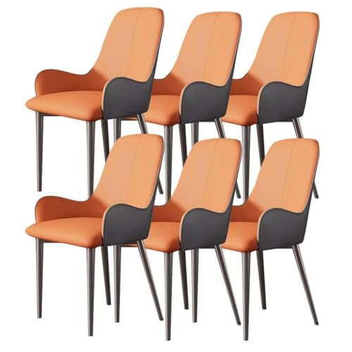 AMAZWI Esszimmerstühle 6er-Set Küchen- Und Wohnzimmerstühle Gepolsterter Weicher Sitz PU-Leder Mit Hoher Rückenlehne for Gewerbliche Restaurants Zu Hause(Orange+Gray) von AMAZWI
