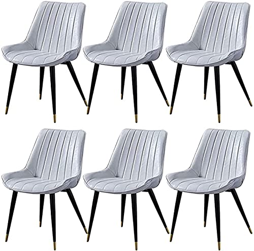 AMAZWI Esszimmerstühle 6er Set Leder Rückenlehne Metallbeine Küchenstühle Retro Wohnzimmer Schlafzimmer Balkonstuhl Esszimmerstuhl(White) von AMAZWI