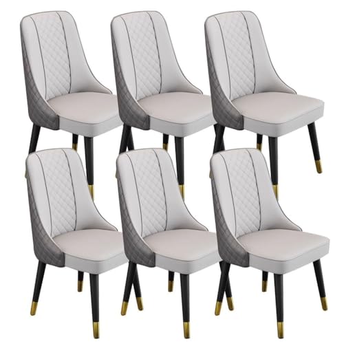 AMAZWI Esszimmerstühle 6er-Set Mikrofaser-Leder Küche Wohnzimmer Lounge Thekenstühle Holzbeine Rückenlehne for Büro, Lounge, Esszimmer, Küche(Light+Dark Gray) von AMAZWI