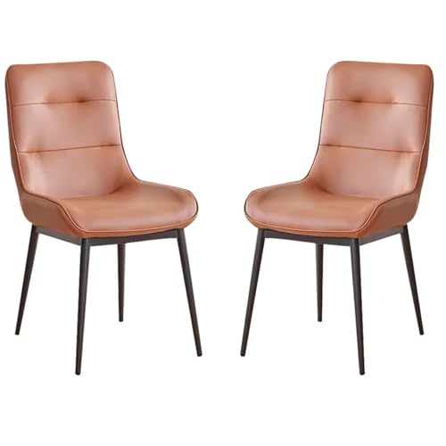 AMAZWI Esszimmerstühle Kunstleder 2er-Set Küche Wohnzimmer Lounge Thekenstühle Stabile Metallbeine Haushalts-Schreibtischstuhl for Büro, Lounge, Esszimmer, Küche, Schlafzimmer(Orange) von AMAZWI