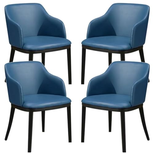AMAZWI Esszimmerstühle Kunstleder 4er-Set Metall-Eisenbeine, Küchen-Empfangsstuhl Theken-Lounge-Freizeitsessel(Blue) von AMAZWI