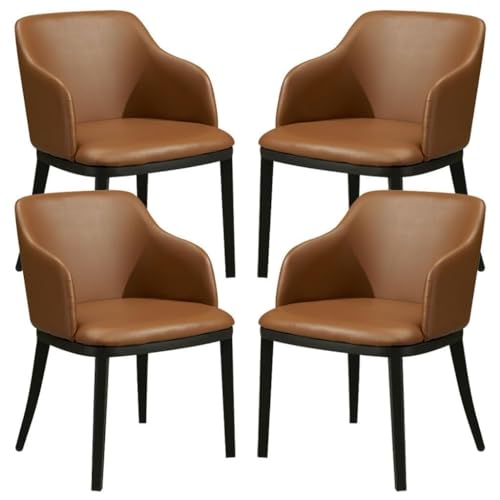 AMAZWI Esszimmerstühle Kunstleder 4er-Set Metall-Eisenbeine, Küchen-Empfangsstuhl Theken-Lounge-Freizeitsessel(Coffee) von AMAZWI