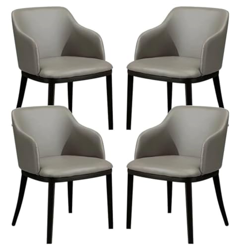 AMAZWI Esszimmerstühle Kunstleder 4er-Set Metall-Eisenbeine, Küchen-Empfangsstuhl Theken-Lounge-Freizeitsessel(Grey) von AMAZWI