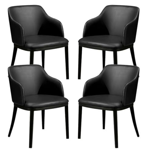 AMAZWI Esszimmerstühle Kunstleder 4er-Set Metall-Eisenbeine, Küchen-Empfangsstuhl Theken-Lounge-Freizeitsessel(Negro) von AMAZWI