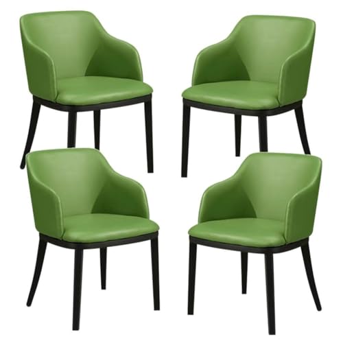 AMAZWI Esszimmerstühle Mattem Kunstleder 4er-Set Metall-Eisenbeine Küchen-Empfangsstuhl Theken-Lounge-Freizeitsessel for Büro, Lounge, Esszimmer, Küche(Green) von AMAZWI