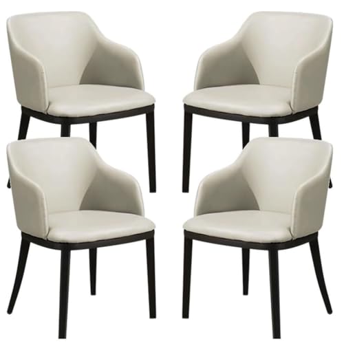 AMAZWI Esszimmerstühle Mattem Kunstleder 4er-Set Metall-Eisenbeine Küchen-Empfangsstuhl Theken-Lounge-Freizeitsessel for Büro, Lounge, Esszimmer, Küche(White) von AMAZWI