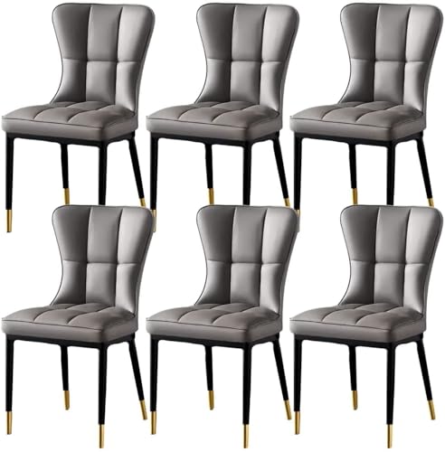 AMAZWI Esszimmerstühle PU-Leder 6er-Set,Bürostühle Küche,Wohnzimmer, Gepolsterte Küchenstühle Mit Hoher Rückenlehne, Gepolsterte Sitze Und Metallfüße(Dark Gray) von AMAZWI