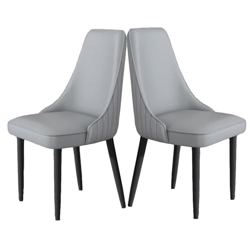 AMAZWI Esszimmerstühle Pu-Leder 2er-Set Gepolsterte Küchenstühle Akzentstühle Beistellstuhl mit Hoher Rückenlehne Und Metallbeinen for Wohnzimmer/Esszimmer/Schlafzimmer/Restaurant(Grey1) von AMAZWI