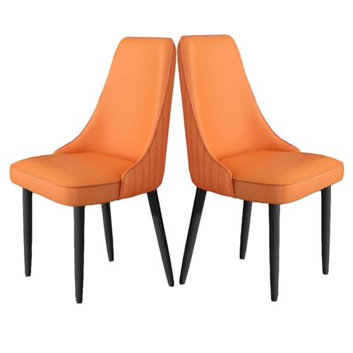 AMAZWI Esszimmerstühle Pu-Leder 2er-Set Gepolsterte Küchenstühle Akzentstühle Beistellstuhl mit Hoher Rückenlehne Und Metallbeinen for Wohnzimmer/Esszimmer/Schlafzimmer/Restaurant(Orange1) von AMAZWI