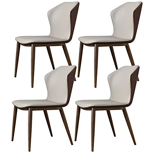 AMAZWI Esszimmerstühle Set mit 4 modernen Küchenstühlen, Mikrofaser-Leder, hohe Rückenlehne, weicher Sitz, Wohnzimmerstühle mit künstlichen antiken Kupferfüßen (grau) von AMAZWI