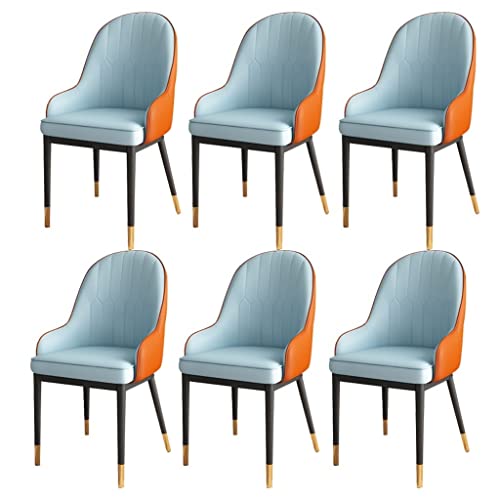 AMAZWI Esszimmerstühle Set mit 6 modernen Beistellstühlen für Küche, Wohnzimmer, Akzentstühle mit weichem PU-Leder-Kissen und Metallbeinen (C) von AMAZWI