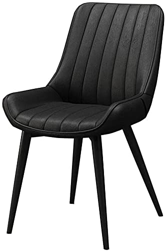 AMAZWI Esszimmerstühle aus PU-Leder, Rückenlehne, Metallbeine, Freizeit-Kaffeestuhl (schwarz, schwarzes Bein) von AMAZWI