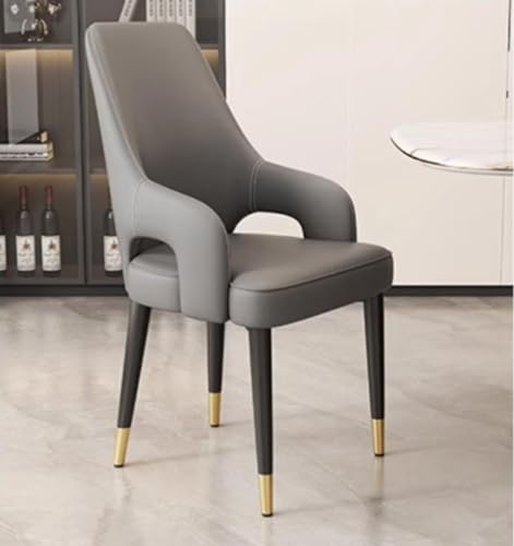 AMAZWI Esszimmerstuhl 2er-Set Wohnzimmerstühle Wasserfester Stuhl mit Armlehnen PU-Leder Und Metallbeinen for Küche, Wohnzimmer, Esszimmer, Büro(Dark Gray) von AMAZWI