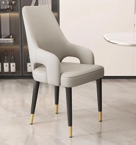 AMAZWI Esszimmerstuhl 2er-Set Wohnzimmerstühle Wasserfester Stuhl mit Armlehnen PU-Leder Und Metallbeinen for Küche, Wohnzimmer, Esszimmer, Büro(Light Gray) von AMAZWI