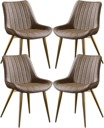 AMAZWI Esszimmerstuhl PU-Leder 4er-Set,Küchenstuhl Mit Goldenen Metallbeinen Und Rückenlehnen for Lounge-Eckstühle, Empfangsstühle(Camel) von AMAZWI