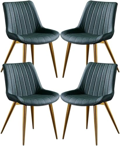 AMAZWI Esszimmerstuhl PU-Leder 4er-Set,Küchenstuhl Mit Goldenen Metallbeinen Und Rückenlehnen for Lounge-Eckstühle, Empfangsstühle(Green) von AMAZWI