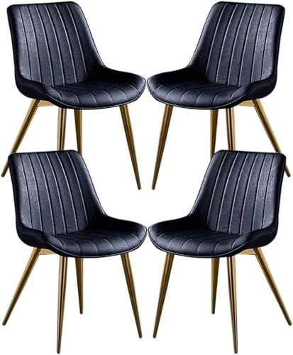 AMAZWI Esszimmerstuhl PU-Leder 4er-Set,Küchenstuhl Mit Goldenen Metallbeinen Und Rückenlehnen for Lounge-Eckstühle, Empfangsstühle(Negro) von AMAZWI