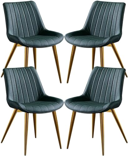 AMAZWI Esszimmerstuhl-Set PU-Leder 4er-Set Küchenstuhl mit Goldenen Metallbeinen Und Rückenlehnen for Eckstühle Wohnzimmer Empfangsstühle(Green) von AMAZWI