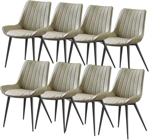 AMAZWI Esszimmerstuhl-Set PU-Leder 8er-Set Küchen-Seitenstuhl Lounge-Thekenstühle Wohnzimmer Stabile Metallbeine(Blue Green,Black Leg) von AMAZWI