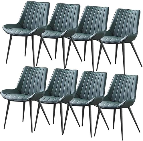 AMAZWI Esszimmerstuhl-Set PU-Leder 8er-Set Küchen-Seitenstuhl Lounge-Thekenstühle Wohnzimmer Stabile Metallbeine(Green,Black Leg) von AMAZWI