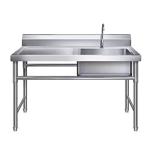 AMAZWI Freistehendes Spülbecken Edelstahl Küche Einzelbecken Waschwasserkanal mit Großem Abtropfbrett(Left Drainboard,1200X600X800mm) von AMAZWI